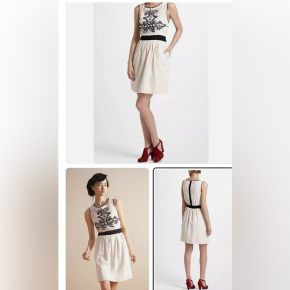 Anthropologie Elegant Cream and Black Dress - Picture 2 of 6